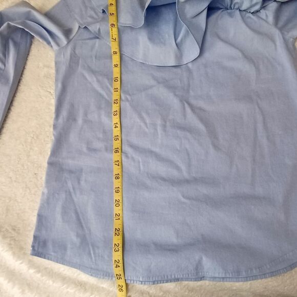 Calvin Klein Blue One Shoulder Ruffle Blouse - Picture 6 of 8